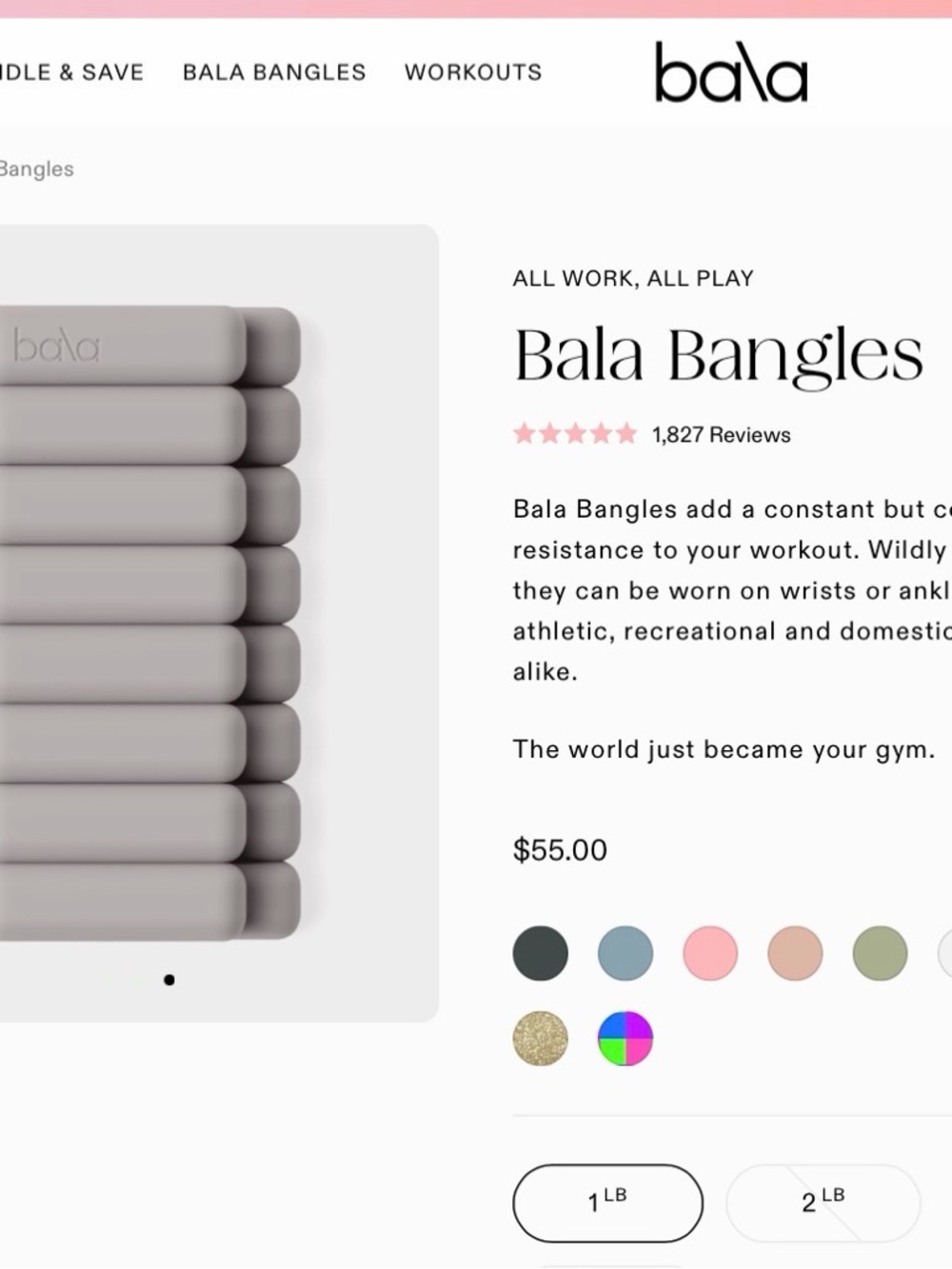 Bala Light Gray Wearable Ankle/Wrist Weights with Clear Branded Pouch